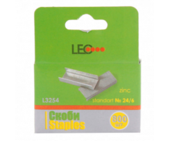 Скобы для степлера №24 / 6 Leo никелированные 800 штук (L3254)