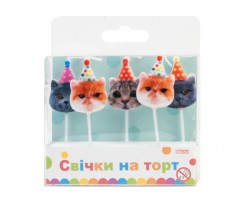 Набор свечей на торт Maxi Funny Cats 5 штук ассорти (MX629241)