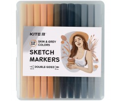 Скетч маркери Kite Skin&Grey 12 кольорів (K22-044-4)