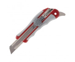 Нож канцелярский Axent резиновые вставки 18 мм винт фиксатор серо-красный (6705-a)