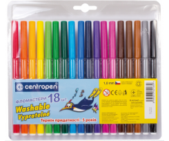 Набір фломастерів Centropen washable 1 мм 18 штук асорті (1120150)