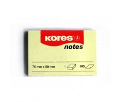 Блок для заметок Kores с клейким слоем 50х75 мм 100 листов желтый (K46057)