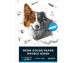 Бумага цветная неоновая Kite Dogs A4 10 листов (K22-252)