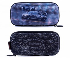 Пенал шкільний SkyName 22.5х4х10.5 см чорний-синій (P-244)