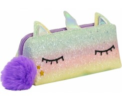 Пенал Cool For School 1 відділення з блискітками та помпоном фіолетовий (CF6636-purple)