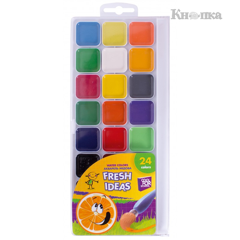 Акварель медовая Cool For School Fresh Idea без кисточки 24 цветов ассорти (CF60136)
