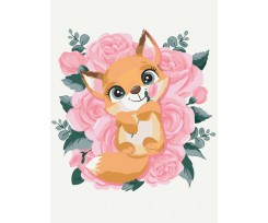Картина за номерами Zibi Kids Line Лисичка в квітах 30х40 (ZB.64016)