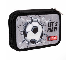 Пенал твердий Smart Football подвійний 13х21х4 см сірий (533284)