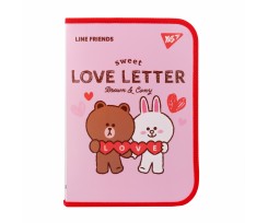Папка факультативна Yes Line Friends A4 на блискавці рожева (492108)