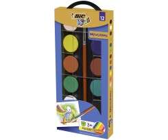 Акварельні фарби Bic з пензлем 12 кольорів асорті (bc947708)