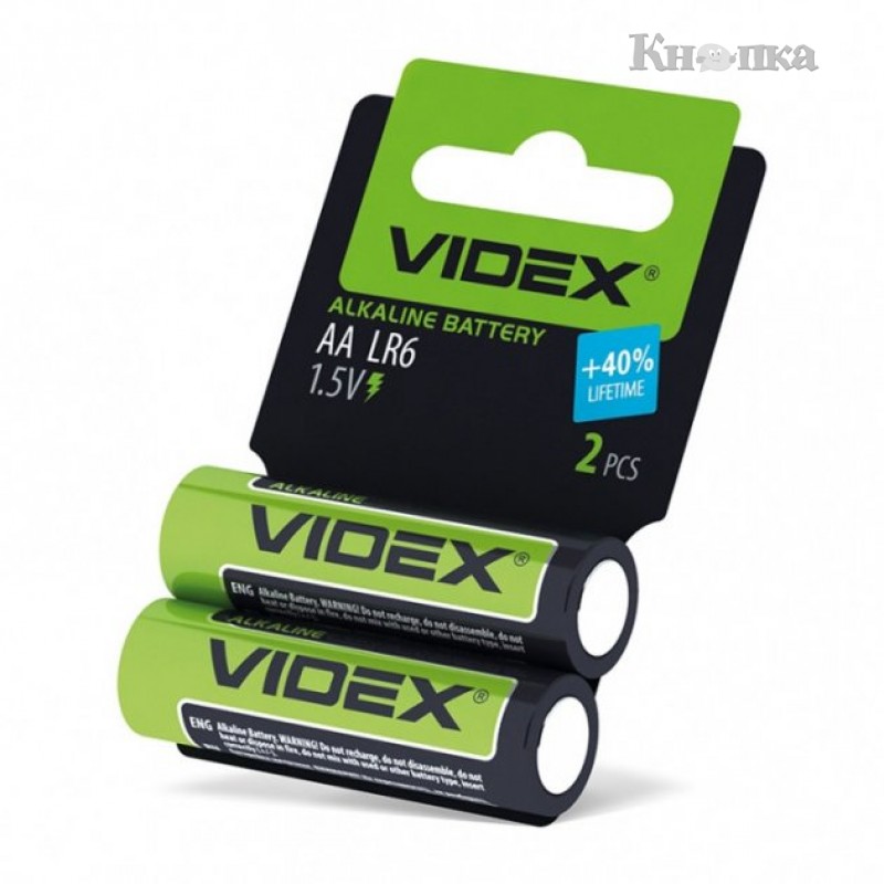 Батарейка щелочная Videx Alkaline LR06/AA блистер 2 штуки (LR6)