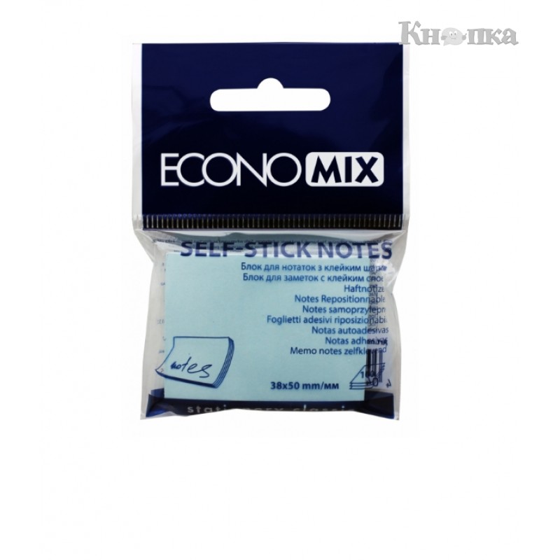 Блок для нотаток Economix з клейким шаром 38х50 мм 100 аркушів блакитний (E20930-11)