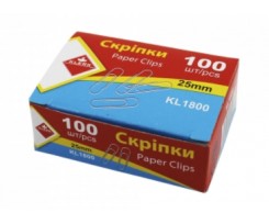 Скріпки канцелярські Klerk 25 мм 100 штук нікельовані (Я13018_KL1800)