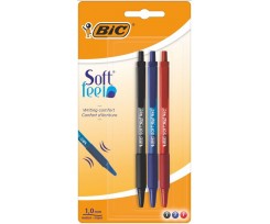 Комплект ручек шариковых Bic Soft Clic Grip 3 шт ассорти (bc837394)