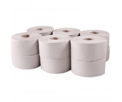 Туалетная бумага Tischa Papier Джамбо Basic 135 м на гильзе 12 рулонов серый (B101)