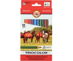 Карандаши цветные Koh-i-Noor Triocolor Jumbo Horses 5.6 мм 12 цветов ассорти (3142)