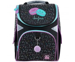 Рюкзак шкільний каркасний GoPack Education Lovely Macarons 34х26х13 см 11 л чорний (GO24-5001S-3)