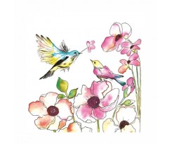 Декупажні серветки Daisy Акварельні птахи та квіти 33x33 см 18.5 г/м2 20 шт (SDOG017501)