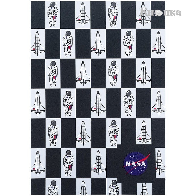Блокнот Kite NASA A5 50 аркушів клітинка чорно-білий (NS21-194-1)