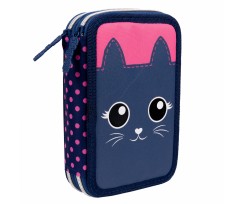 Пенал твердий 1Вересня Big Ears подвійний 13х21х4 см синій (533436)