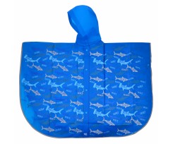 Дождевик-пончо Yes Акулы со светоотражающим кантом 76х105 см синий (706945)