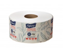 Туалетная бумага Papero Джамбо 2-х слойная 90 м белая (TJ033)