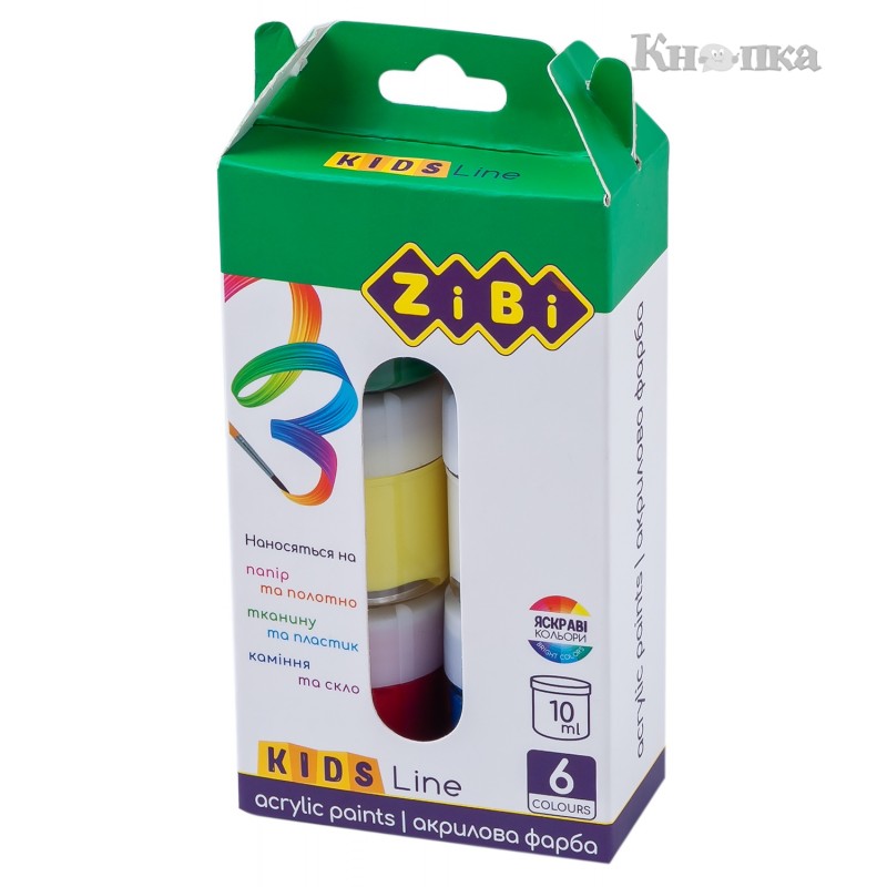 Акрил ZiBi Kids line 10 мл 6 кольорів асорті (ZB.6660)