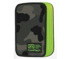 Пенал з наповненням COOLPACK JUMPER 2 DOUBLE DECKER PENCIL CASE CAMO GREEN NEON 20х12х5см (87797CP)