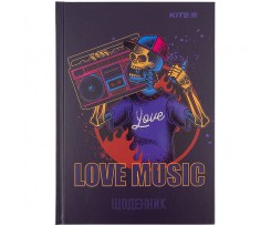 Щоденник шкільний Kite Love music А5 84 аркуша темно-фіолетовий (K21-262-2)