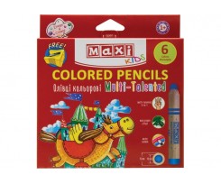 Олівці кольорові Maxi Multi-Talented з чинкою 6 штук асорті (MX15171)