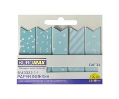 Закладки паперові Buromax Pastel з клейким шаром 65x18 мм 100 аркушів м'ятні (BM.2332-38) (BM.2332-3