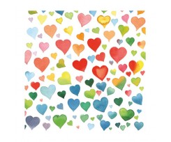 Декупажные салфетки Abiente Акварельные цветные сердца 33x33 см 185 г / м2 20 шт (13309090)