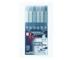 Набір з 6-ти маркерів Sakura Koi Coloring Brush Pen асорті (XBR-6)