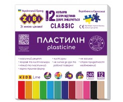 Пластилін ZiBi Classic 12 кольорів 240г (ZB.6233)
