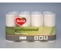 Рушники паперові Ruta Professional 185х225 мм 2-х шаровий 8 рулонів білі (rt.93639)