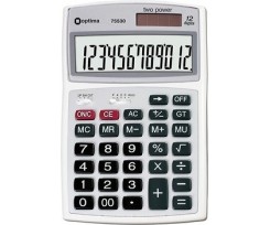Настольный калькулятор Optima 143x94x29 мм 12 разрядный пластик белый (O75530)