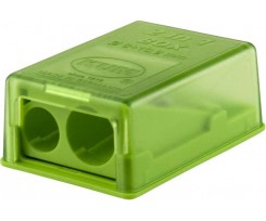 Точилка KUM "Box", 2 отвори, пластикова, зелена (2-in-1K2 p/green)