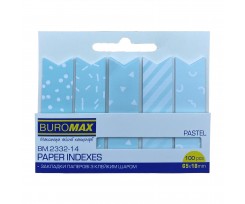 Закладки Buromax Pastel з клейким шаром 65x18 мм 100 аркушів блакитні (BM.2332-14)