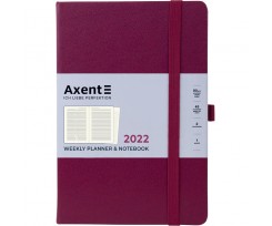 Щотижневик датований Axent Prime Strong 2022 А5 96 аркушів бордовий (8507-22-46-A)