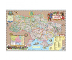 Адміністративна карта ІПТ Україна у козацькому стилі 100х68 см М1:1 500 000 картон (4820114950444)