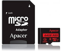 Карточка памяти APACER microSDXC, 64 Гб, 85 мб / с, с адаптером (6351987)