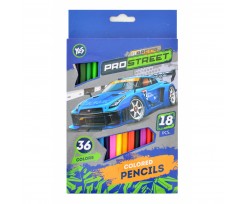 Олівці кольорові YES Street racing 18 шт 36 кольорів (290488)