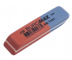 Гумка Buromax 58x14x8 мм 60 штук синій-червоний (BM.1121)