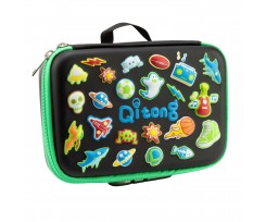 Пенал-сумка з тисненням Сool For School 14.5x20.5x2.5 см 1 відділення (QT-5687-Black)