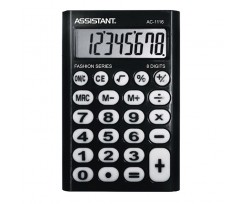 Калькулятор кишеньковий Assistant 93х62х10мм 8 розрядний пластик чорний (AC 1116)