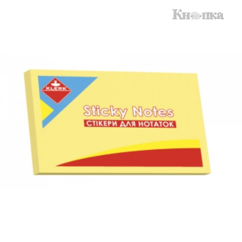 Блок паперу для нотаток Klerk з клейким шаром 76х50 мм 100 штук жовтий (Я43189_KL21512)