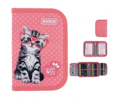 Пенал з наповненням Kite Studio Pets 1 відділення 20х14х3.9 см рожевий (SP24-622H-2)
