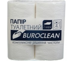 Папір туалетний Buroclean 2-х шаровий 4 рулони білий (10100011)