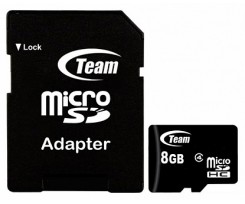 Карта памяти Team microSDHC 8 Gb class4 +SD Adapter (71401)