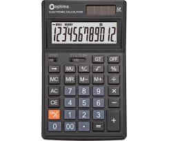 Калькулятор настільний Optima 174х108х27 мм 12 розрядний пластик чорний (O75521)